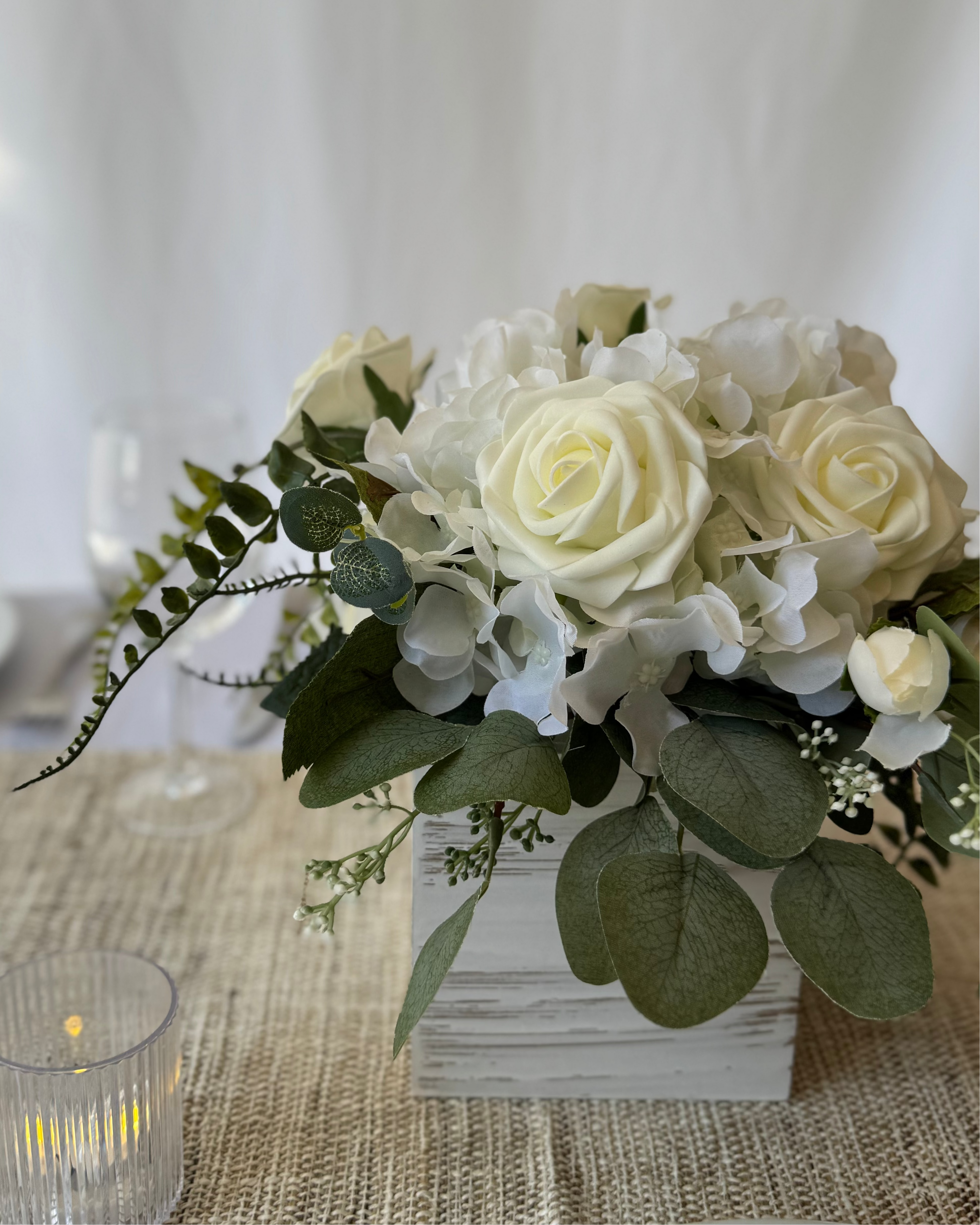 Addison Centerpiece (Whitewashed Wood Box)